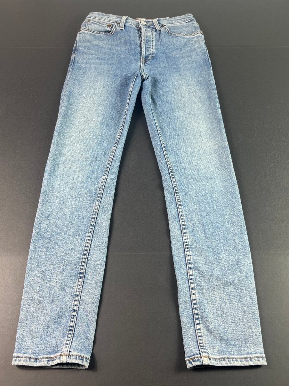 Re/Done Jeans Womens 25x26* High Rise Ankle Crop Light Blue Stretch Denim Tag 25